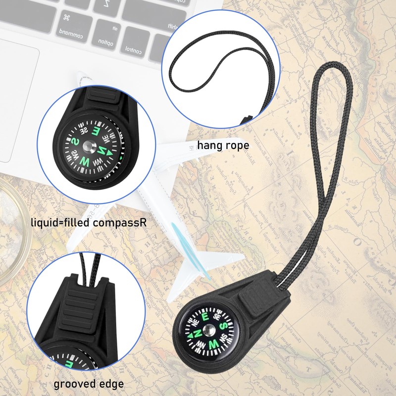 MisFun Pack of 12 Mini Survival Compass, Multi-Colour Compass, Children,