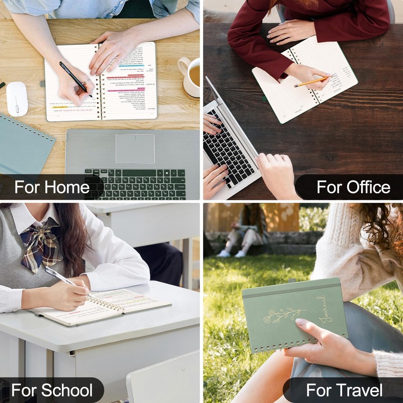 EMSHOI Spiral Notebook College Ruled, A5 Small Hardcover Leather, 140