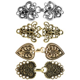 Pack of 4 Vintage Dress Cinch Clips,Jumper Swirl Clip Dress Retro Scarf Cardigan Clip Shawl Collar Closure Shirt Button Brooch Waist Cincher Clip for Girls, Women