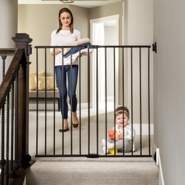 Regalo 2-in-1 Extra Tall Easy Swing Stairway and Hallway Walk Through Baby Gate, Black 1 Count (Pack of 1) (40.5" W x 36" H)