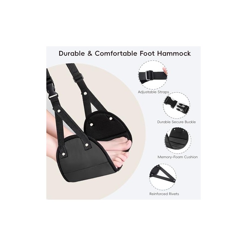 Foot Hammock for Plane Travel, Airplane Foot Hammock, Adjustable Foot