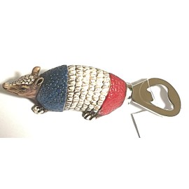 BigTexas Armadillo Bottle Opener Magnet - Rustic Flag Design Red, White & Blue Polyresin