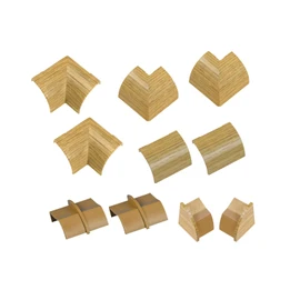 D-Line Quarter Round Cable Trunking Clip-Over Accessory Multipack | Join Multiple Lengths of 22x22mm Quarter Round Cable Cover | 10 Piece Electrical Trunking Accessory Multipack - Stainable Oak