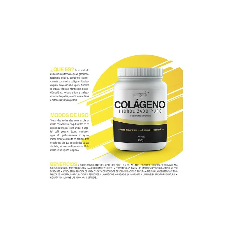 Cólageno Hidrolizado L Arginina Acido Hialurónico 450g 3pack