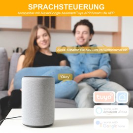 AIMENGTE WiFi COB LED Strip, 5 m, Warm White, 24 V, 2700 K, 320 LEDs/M, Dimmable App with Voice Control, Timer, LED Strip, CRI>90 for Cabinet Light, Home Decoration, DIY, TV, Kitchen, Party