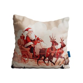 Komonee Christmas Cushion Covers Festive Xmas Designs Pillow Case Sofa Bedroom Santa Snowman Reindeer Indoor Home Decoration (COVER A)