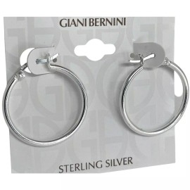 Giani Bernini Sterling Silver Medium Hoop Earrings Chic Stylish Fashion Trendy Everyday Wear