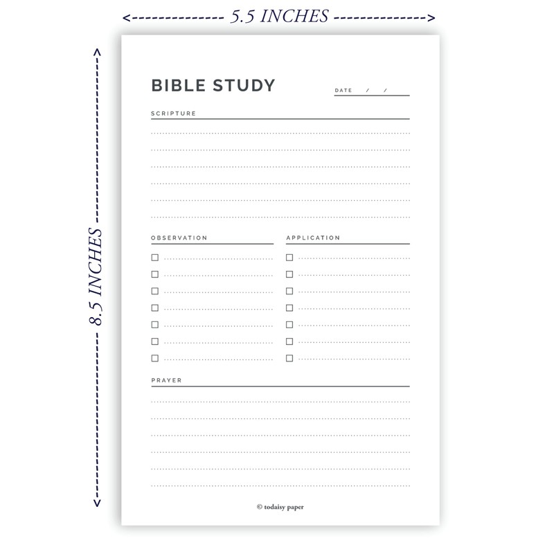 Todaisy Paper Bible Study Supplies 5.5 x 8.5 Church Notes
