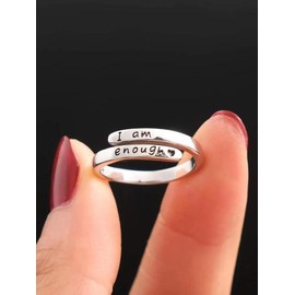 Simple Letter Engraved Cuff Ring, Adjustable Ring for Women & Men, Fashion Accessories for Daily Wear, Trendy All-match & Exquisite Jewelry for Birthday Gift