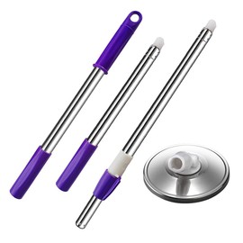 Midremer Extended Spin Mop Replacement Mop Handle, Upgraded 60-inch 360 Degrees Rotating Telescopic Replacement Mop Stick for Spin Mop Bucket Cleaning System (Stainless Steel Disc, Purple)