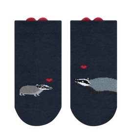 FALKE Unisex Baby Badger Family Socks Breathable Sustainable Cotton Thin Patterned 1 Pair, Blue (Marine 6120)