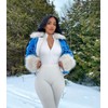 OQQ Women's 2 Piece Bodysuits Sexy Ribbed One-Piece Zip Front