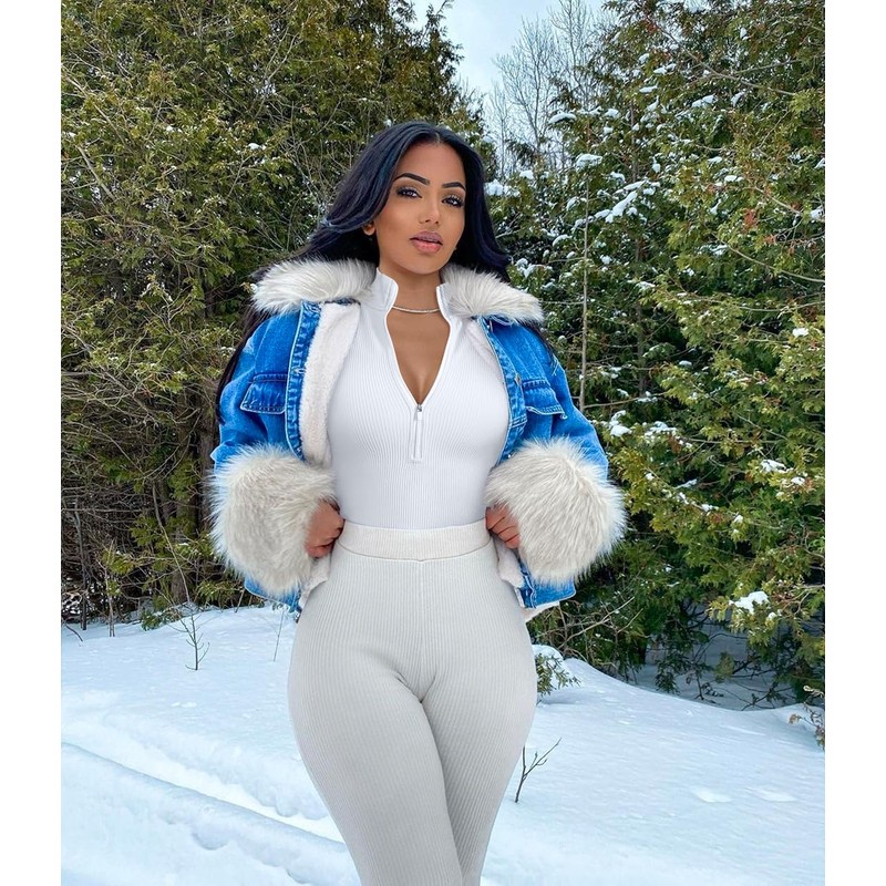OQQ Women's 2 Piece Bodysuits Sexy Ribbed One-Piece Zip Front