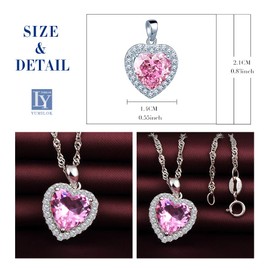 Yumilok Women's Necklace with Synthetic Emerald Heart Pendant Chain 925 Sterling Silver Cubic Zirconia Gift for Women Christmas, Sterling Silver Cubic Zirconia, Cubic Zirconia