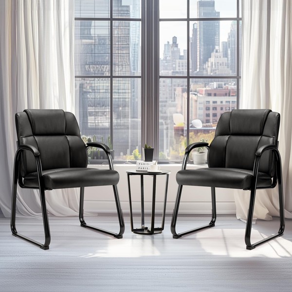 DUMOS Leather Guest Chairs Set of 2,Waiting Room Chair with