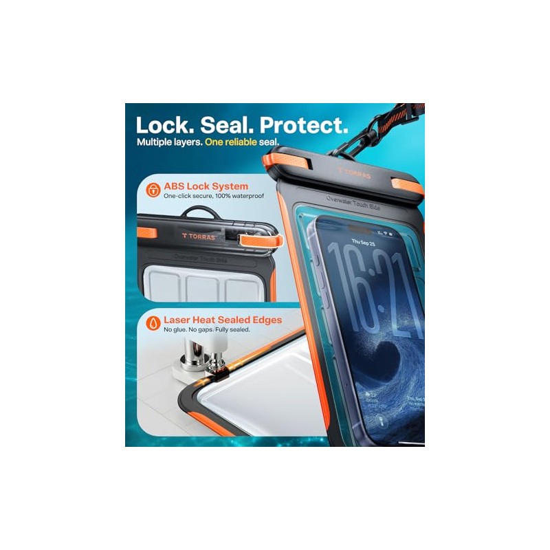 TORRAS Waterproof Phone Pouch - 2 Pack for Beach &