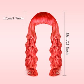 PLULON 6 Pieces Colorful Long Curly Wigs, Long Colorful Hair Wig Wavy Hair Wigs Curly Cosplay Costume Wig for Women Party Décor