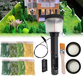Mini Static Grass Flocking, 4 Colors Mini Applicator for Flocking Machine 8 Static Grass 2 Netcover ABS Applicator with Anti-Slip Handle for DIY Scenic Modelling Sand Table Modelling