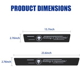 neynavy 4 PCS Car Carbon Fiber Leather Door Sill Protector, Universal Self-Adhesive Welcome Pedal Protector, Black Scratch-Resistant Door Edge Guards (Skull #Nothing is Impossible!)