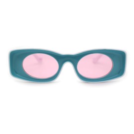 SA106 - anteojos de sol cóncavas de plástico para mujer, azul rosa, 5 7/8" (149mm) x 1 7/8" (48mm)