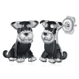Schnauzer Earrings 925 Sterling Silver Dog Earrings Dog Jewelry for Women Schnauzer Gifts for Women