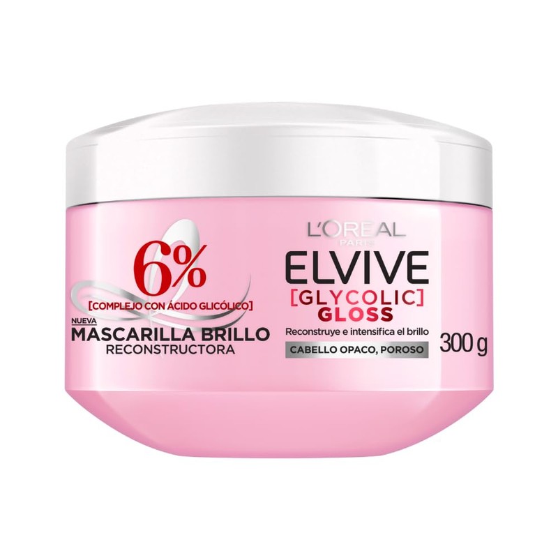 L'Oréal Paris Elvive Mascarilla Glycolic Gloss, con Ácido Glicólico para