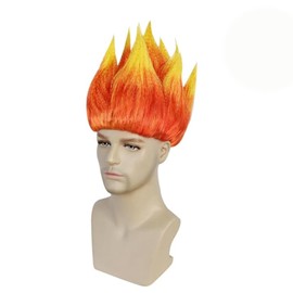 Cosplay Wigs for Men Halloween Male Wig (Anger Orange)