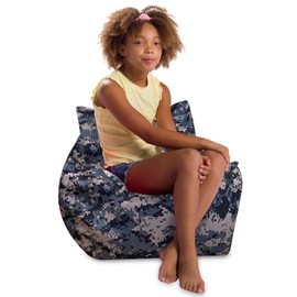 Posh Creations Structured Comfy Bean Bag Chair for Gaming, Reading and Watching TV, Newport Chair, Nylon - Camo Digital