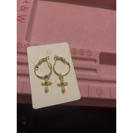 Unbranded Tiny Gold/Green Cross Hoop Earrings