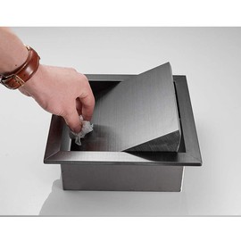 Square Trash and Waste Chute Lid Built-in Countertop- 304 Stainless Steel Balance Flap Cover, Brushed Surface Trash Grommet Swing Trash Can Lid