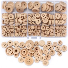 Kigniote 275 PCS Wooden Buttons Handmade Mixed Size Natural Wooden Round Shape Button for Sewing DIY Craft Clothes Knitting Decorations 10mm/13mm/ 20mm