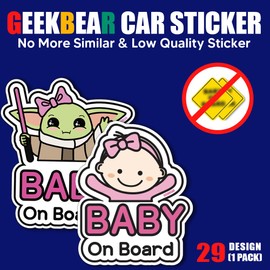 GEEKBEAR Baby on Board Sticker for Cars (17. Baseball Boy) – Cartoon Style Design as a Car Accessory - Reflective, Weather-Resistant and Eye-Catching