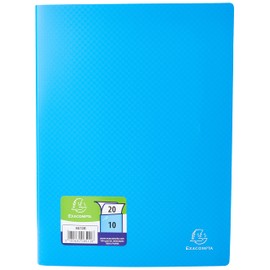Exacompta - Ref 8512E - Soft PP Display Book - Suitable for A4 Documents, Made from Polypropylene, Lightweight, 10 Pockets, 20 Viewing Pages - Blue Cover