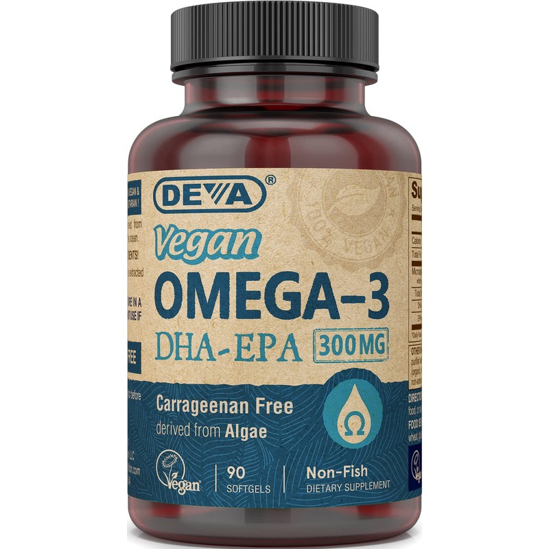 Deva Nutrition Vegan DHA-EPA Nutritional Supplement Softgel, 300 mg, 90