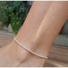 Silver metal beads anklet, ethnic boho anklet, elastic