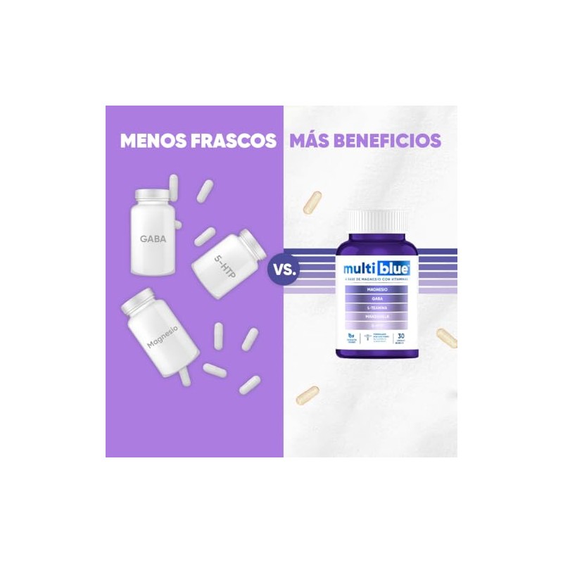 Multiblue Relax Fórmula Glicinato Magnesio Gaba Teanina Manzanilla 5htp Vitaminas