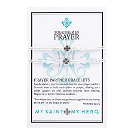 My Saint My Hero Together in Prayer - Prayer Partner Bracelets - Metallic Silver/Silver