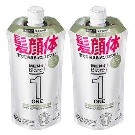 [Bulk Purchase] Men's Biore ONE All-In-One Full Body Cleaner, Herbal Green Scent, Refill, 11.4 fl oz (340 ml) x 2