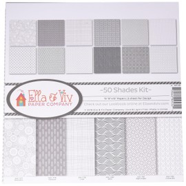 Ella & Viv by Reminisce (ELLLX) 50 Shades Scrapbook Collection Kit, Multi Color Palette, 12x12 inches
