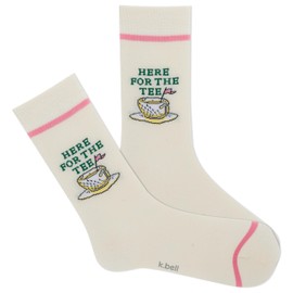 K.Bell Women's Here For The Tee Crew Sock 1 Pair Pack, Linen, Women's Shoe Size: 4-10