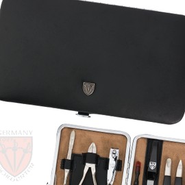DREI SCHWERTER Germany Treviso Nail Care Set 11 Pieces Manicure Pedicure Travel Case Set Nail Set Nail Necessary Steel Instruments Brand Quality Manicure Set Genuine Leather Gift (Y7S0)