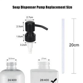 2 Pack Soap Dispenser Pump Replacement Stainless Steel Soap Dispenser Lids Kitchen Soap Dispenser Pump Head for Regular 28/400 Neck Bottles for Liquid Hand Soap Shampoo Shower Gel (Matte Black)