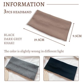 JEYORZY 3 Stück Haarbänder,Stirnband Damen,Headband Sport Elastisch Haarbänder Damen Weiches Stirnbänder Antirutsch Headbands Exercise Gym Yoga Laufen Hair Band