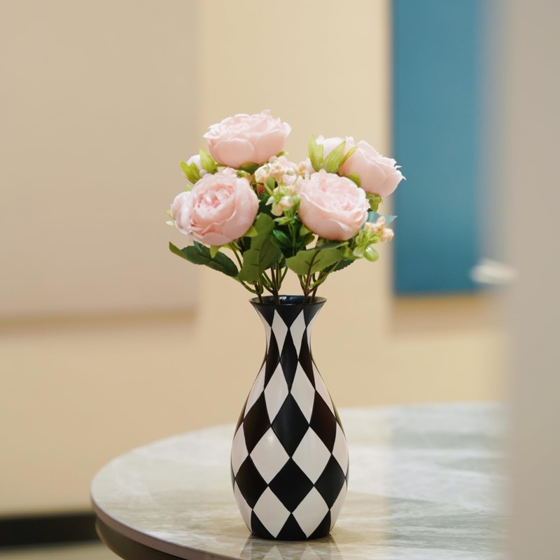 Modern Geometric Polyresin Handmade Vase, Nordic Style Decorative Centrepiece, Living