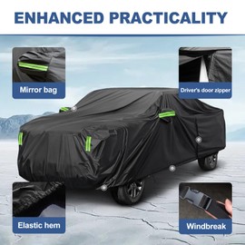 auKMto Car Cover Waterproof Fit for Jeep Compass, Waterproof All Weather for Automobiles, Outdoor Full Cover Sun UV Rain Protection with Cotton, Easy to Instal