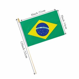 Ckexin 25Pack Small Brazil Flag Handheld Mini Brazilian Flag on Stick 5x8 Inch