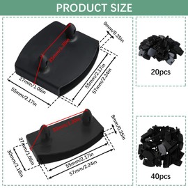 YOUNGSAY Pack of 60 Plastic Slatted Frame Brackets, 40 for Side and 20 for Centre, Reusable, Black Plastic Bed Slat Holder, Inner Dimensions 55 x 9 mm