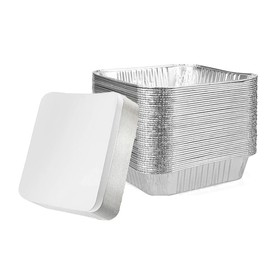 Mistari Foil Pans with Lids 9x9 Aluminum Pans with Covers Disposable Food Containers Great for Baking, Cooking, Heating, Storing, Prepping Food Silver (9x9-20 Pack with Lids)
