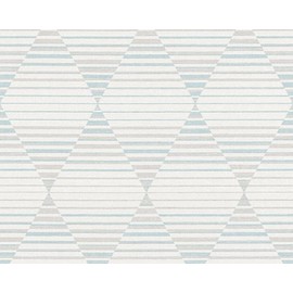 CONCORD WALLCOVERINGS ™ Sample for Display Purpose only Geometric Textured Wallpaper Featuring Diamond Shaped Figures, Beige Blue Grey Taupe White, 7 in x 10 in; 367572