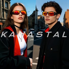 KANASTAL Fit Over Glasses Polarized Sunglasses with UV400 Protection for Men Women Wrap Around Fashion Shades Trendy Mirror Accessories Black/Mirrored Orange